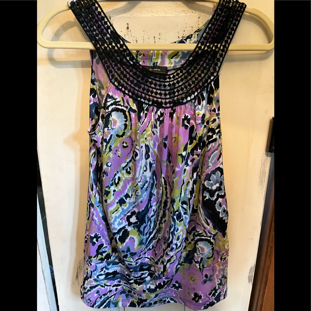 Tank top, lace scoop neck